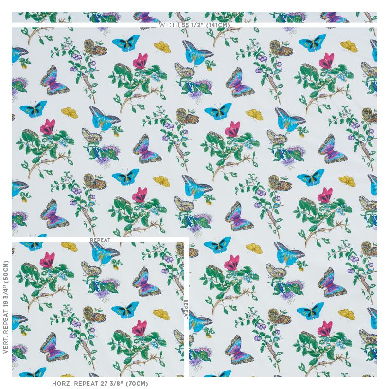 Schumacher Baudin Butterfly Chintz Turquoise Fabric