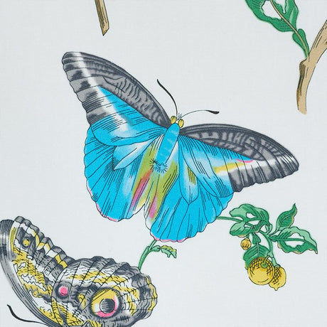 Schumacher Baudin Butterfly Chintz Turquoise Fabric