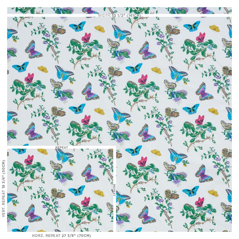 Schumacher Baudin Butterfly Chintz Turquoise Fabric
