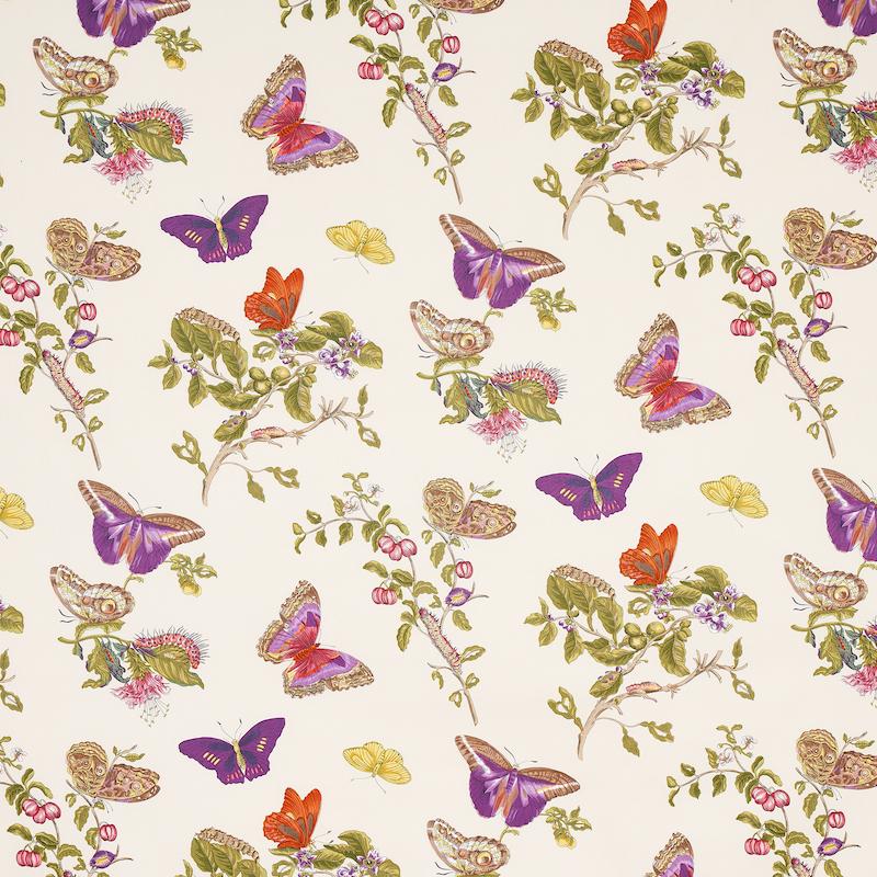 Schumacher Baudin Butterfly Chintz Purple Fabric