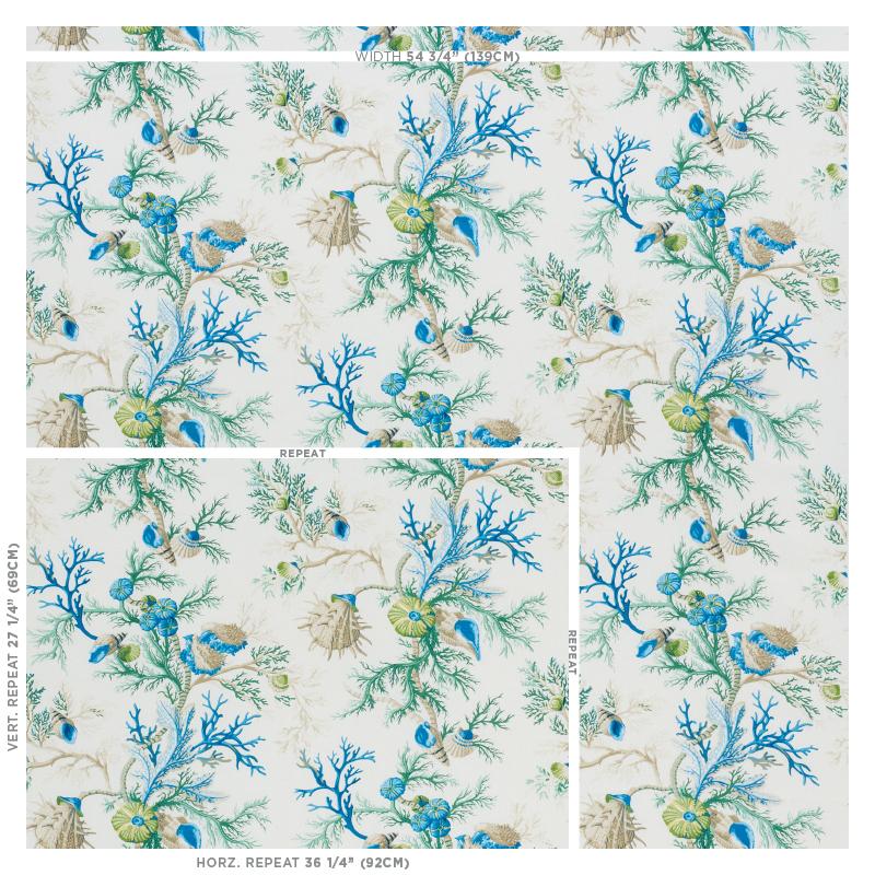Schumacher Del Tesoro Blue & Green Fabric