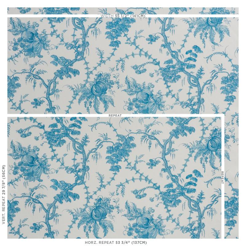 Schumacher San Cristobal Toile Peacock Fabric