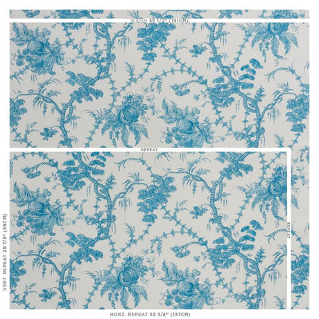 Schumacher San Cristobal Toile Peacock Fabric