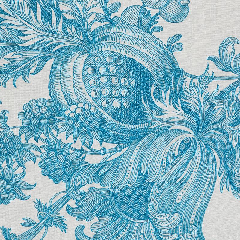 Schumacher San Cristobal Toile Peacock Fabric