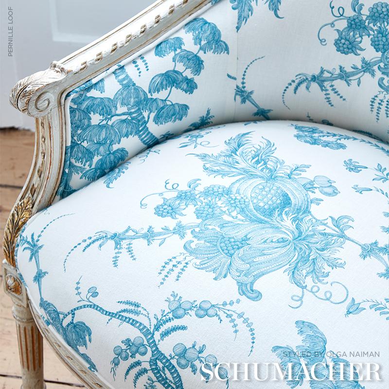 Schumacher San Cristobal Toile Peacock Fabric