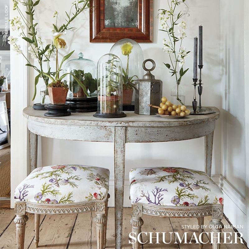 Schumacher Del Tesoro Purple & Coral Fabric