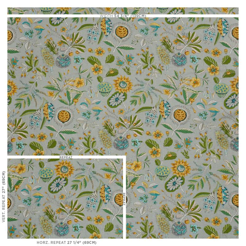 Schumacher Roca Redonda Grey & Ochre Fabric