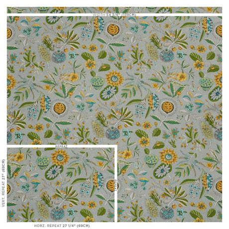 Schumacher Roca Redonda Grey & Ochre Fabric