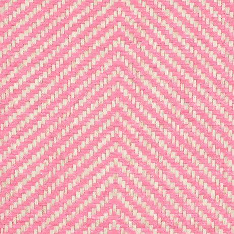 Schumacher Herringbone Paperweave Pink Wallpaper