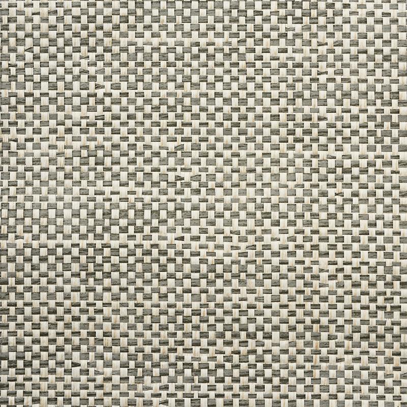 Schumacher Tonal Paperweave Charcoal Wallpaper