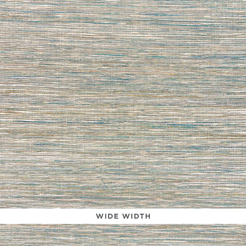 Schumacher Metallized Flax Peacock Wallpaper