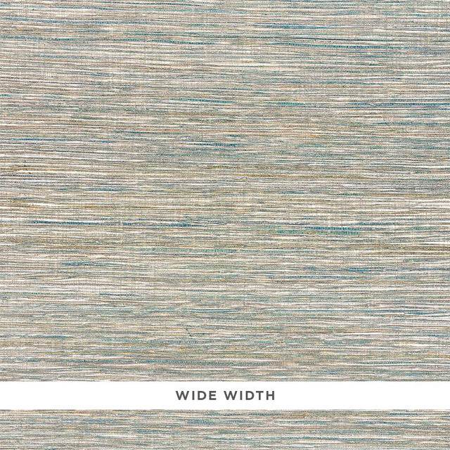 Schumacher Metallized Flax Peacock Wallpaper