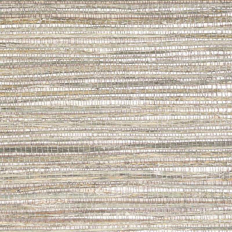 Schumacher Metallized Flax Sage Wallpaper
