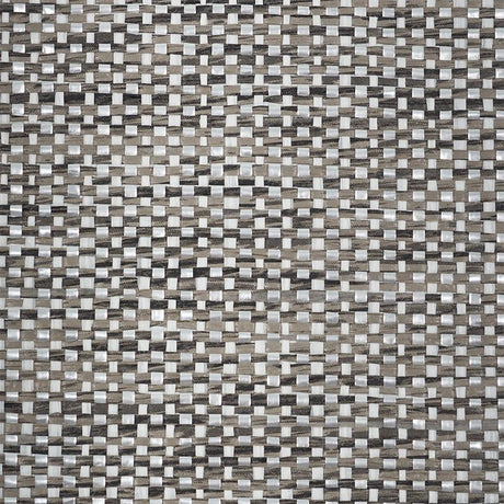 Schumacher Metal Paperweave Charcoal Wallpaper