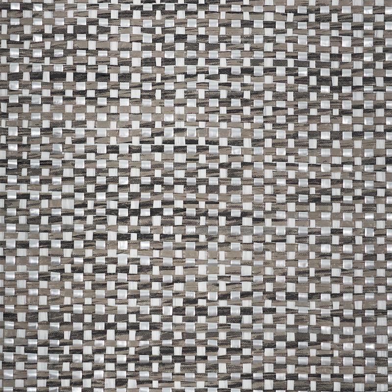 Schumacher Metal Paperweave Charcoal Wallpaper