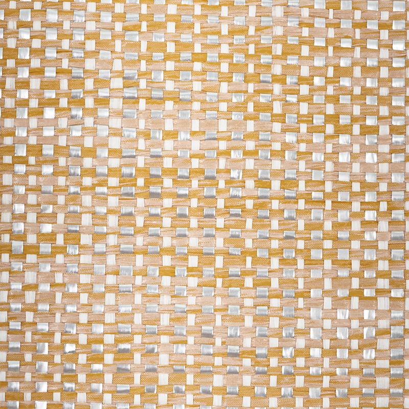 Schumacher Metal Paperweave Sand Wallpaper