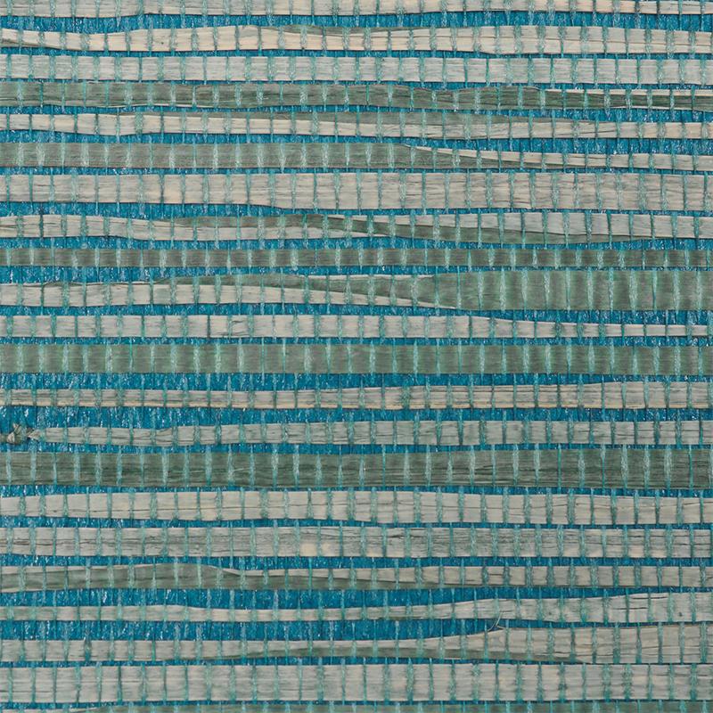 Schumacher Dyed Raffia Blue Wallpaper