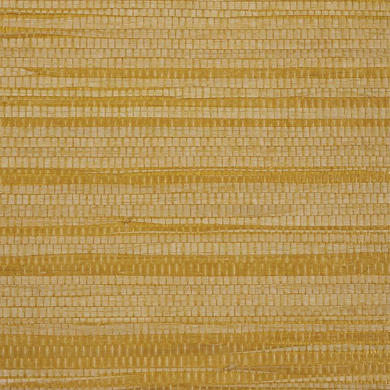 Schumacher Dyed Raffia Yellow Wallpaper