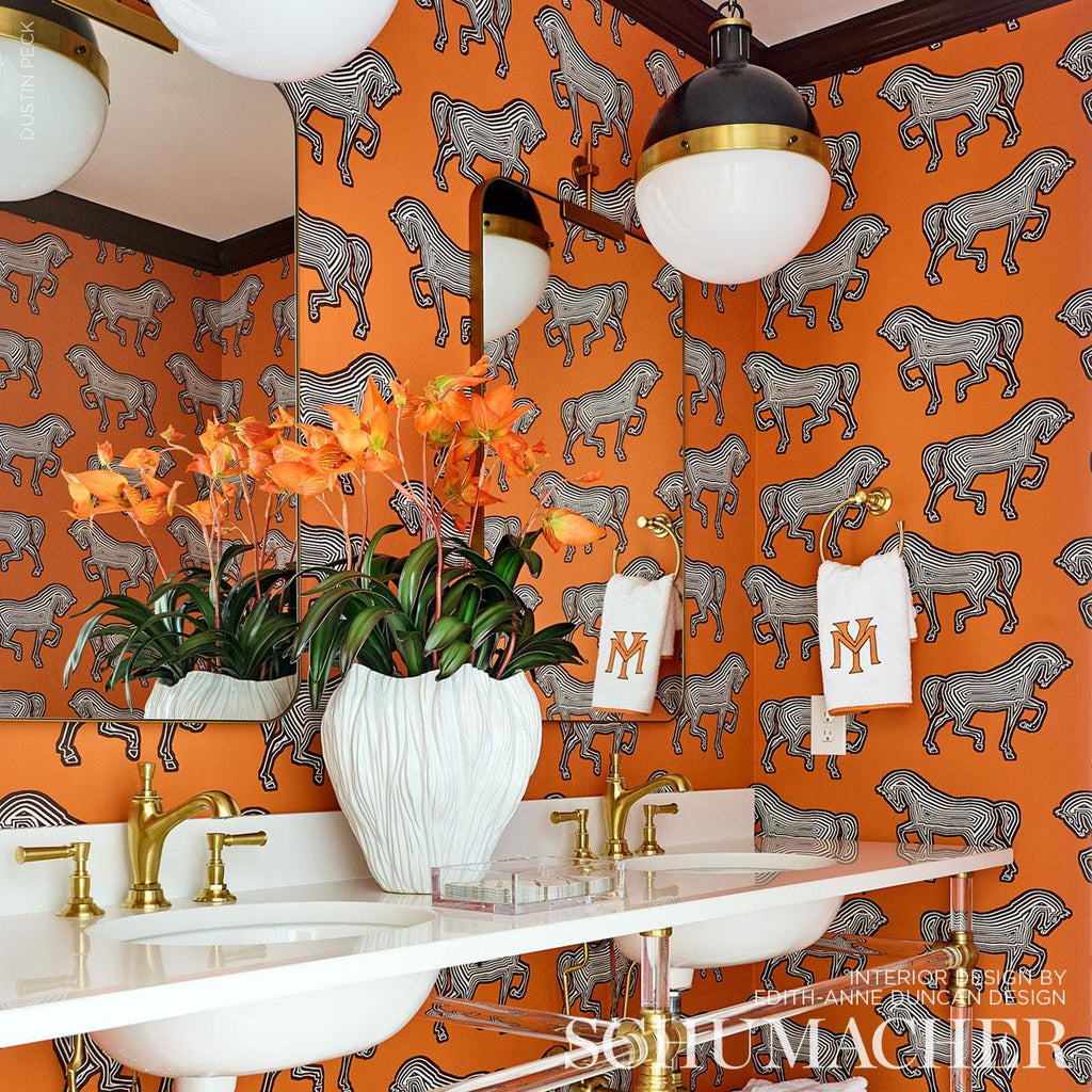 Schumacher Faubourg Orange Wallpaper