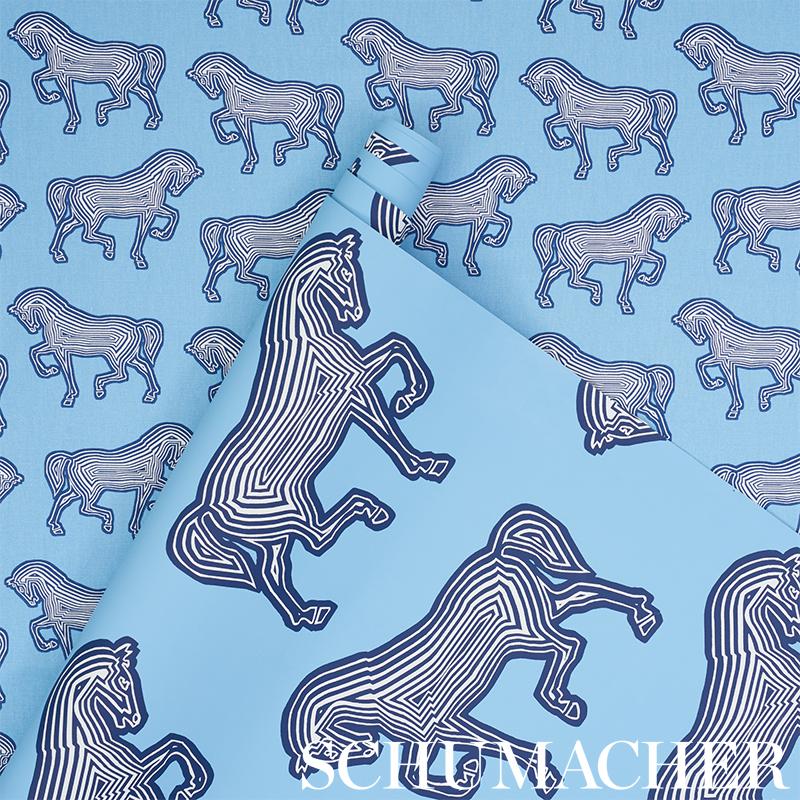 Schumacher Faubourg Blue Wallpaper