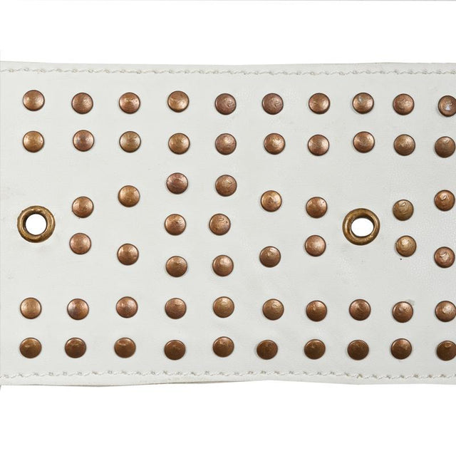 Schumacher Studded Leather Ivory Trim