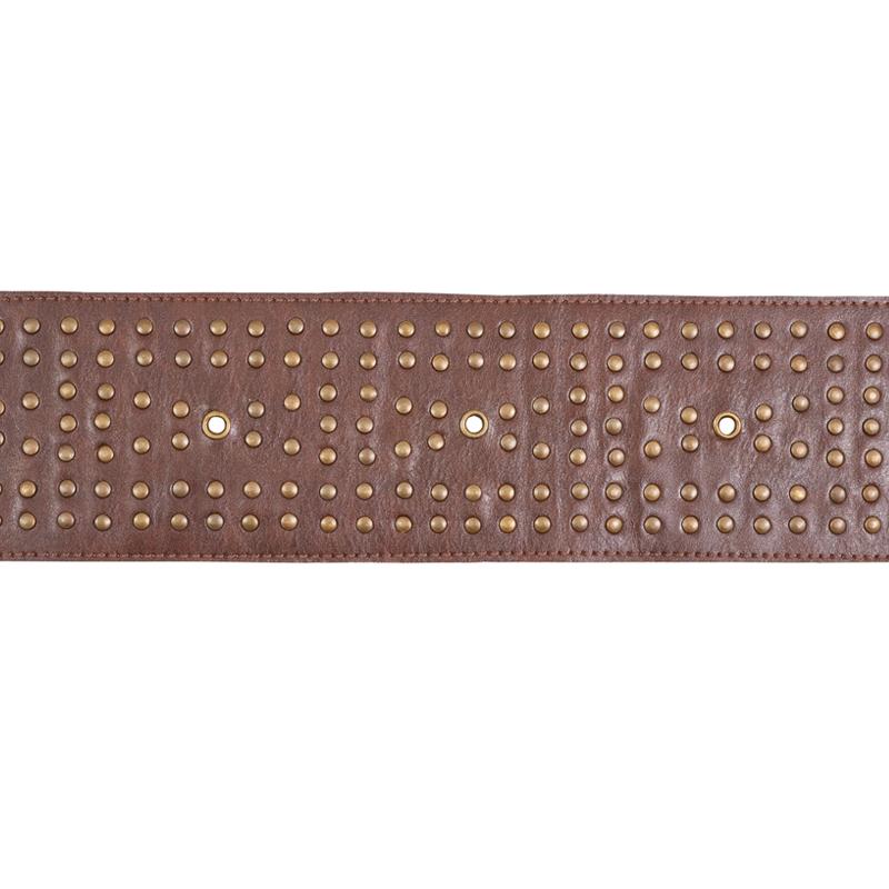 Schumacher Studded Leather Brown Trim