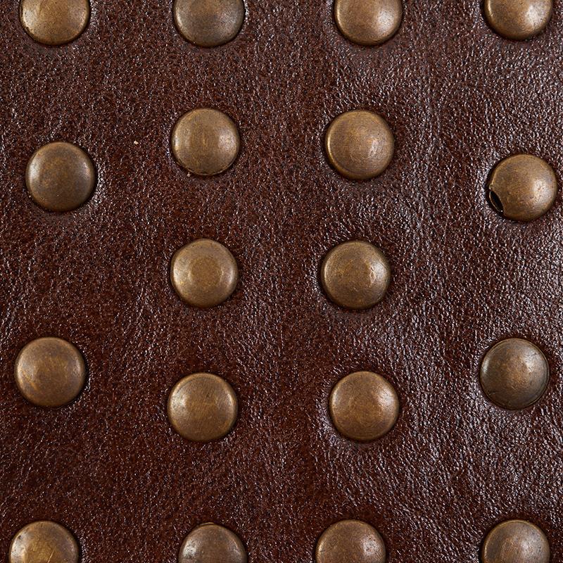 Schumacher Studded Leather Brown Trim