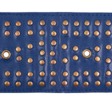 Schumacher Studded Leather Navy Trim
