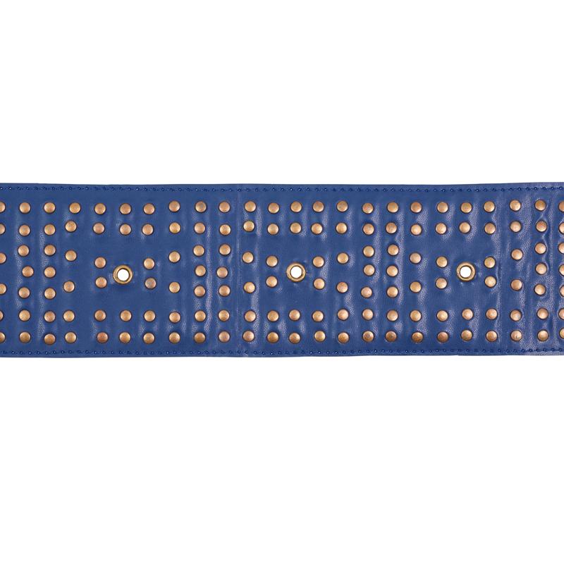 Schumacher Studded Leather Navy Trim