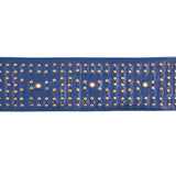 Schumacher Studded Leather Navy Trim