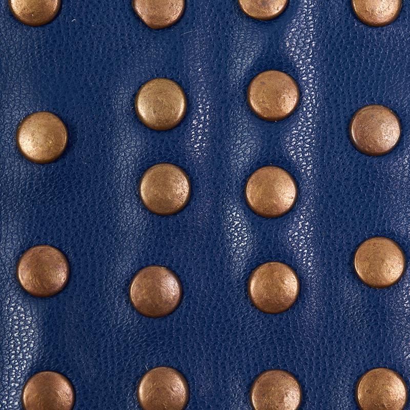 Schumacher Studded Leather Navy Trim