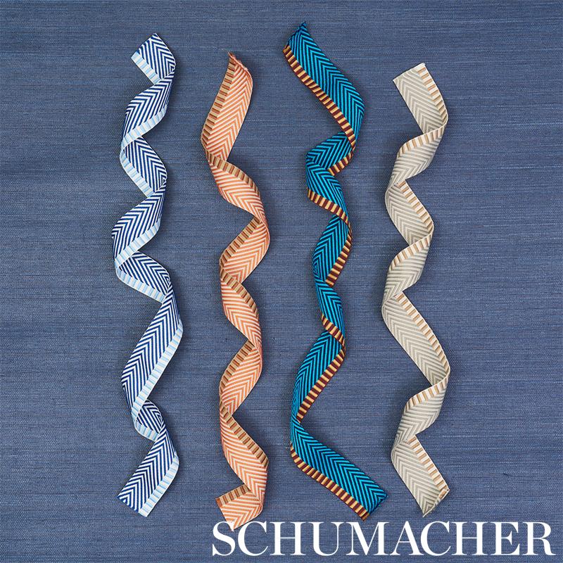 Schumacher Blue Chevron Twill Tape