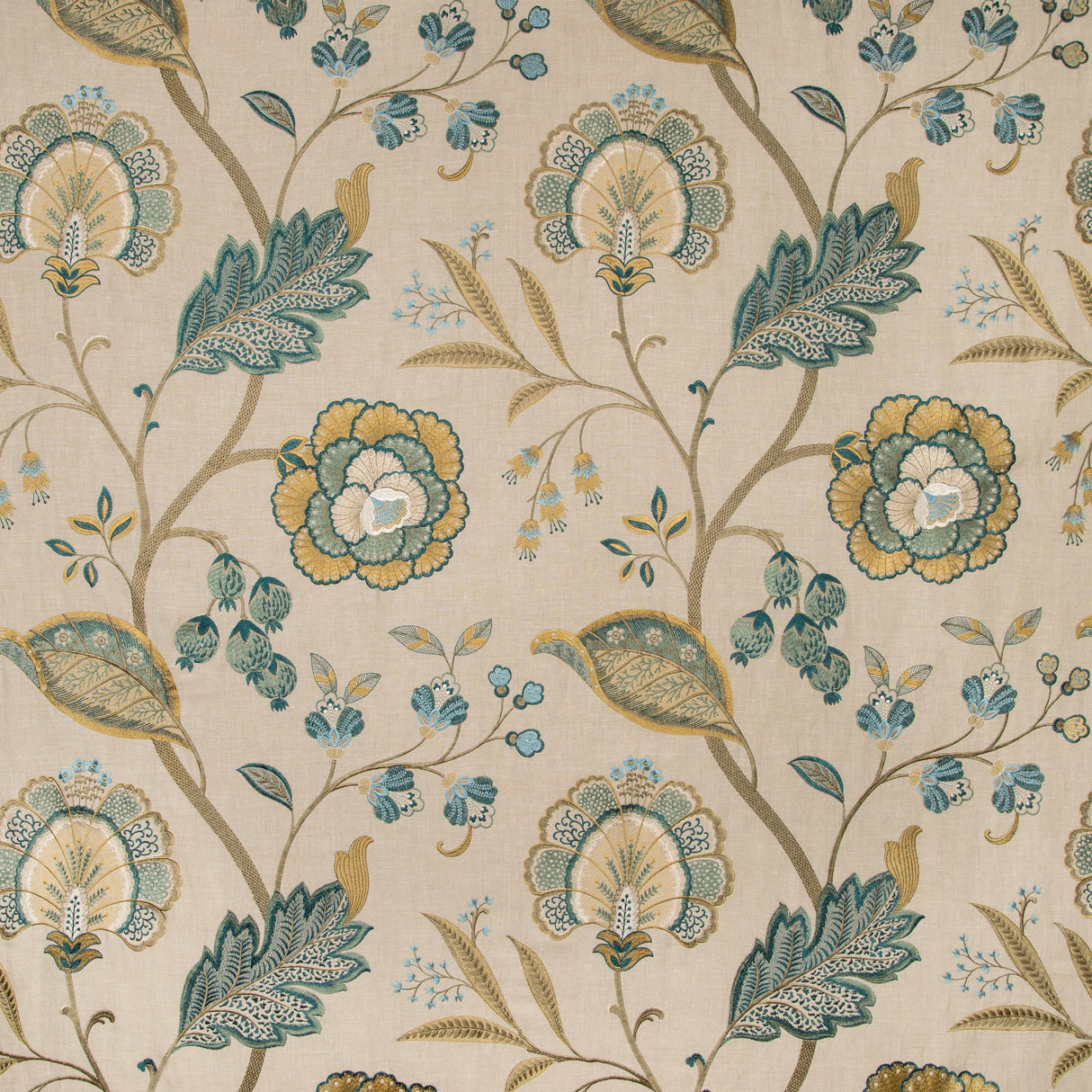 Lee Jofa ASTON EMBROIDERY TEAL Fabric