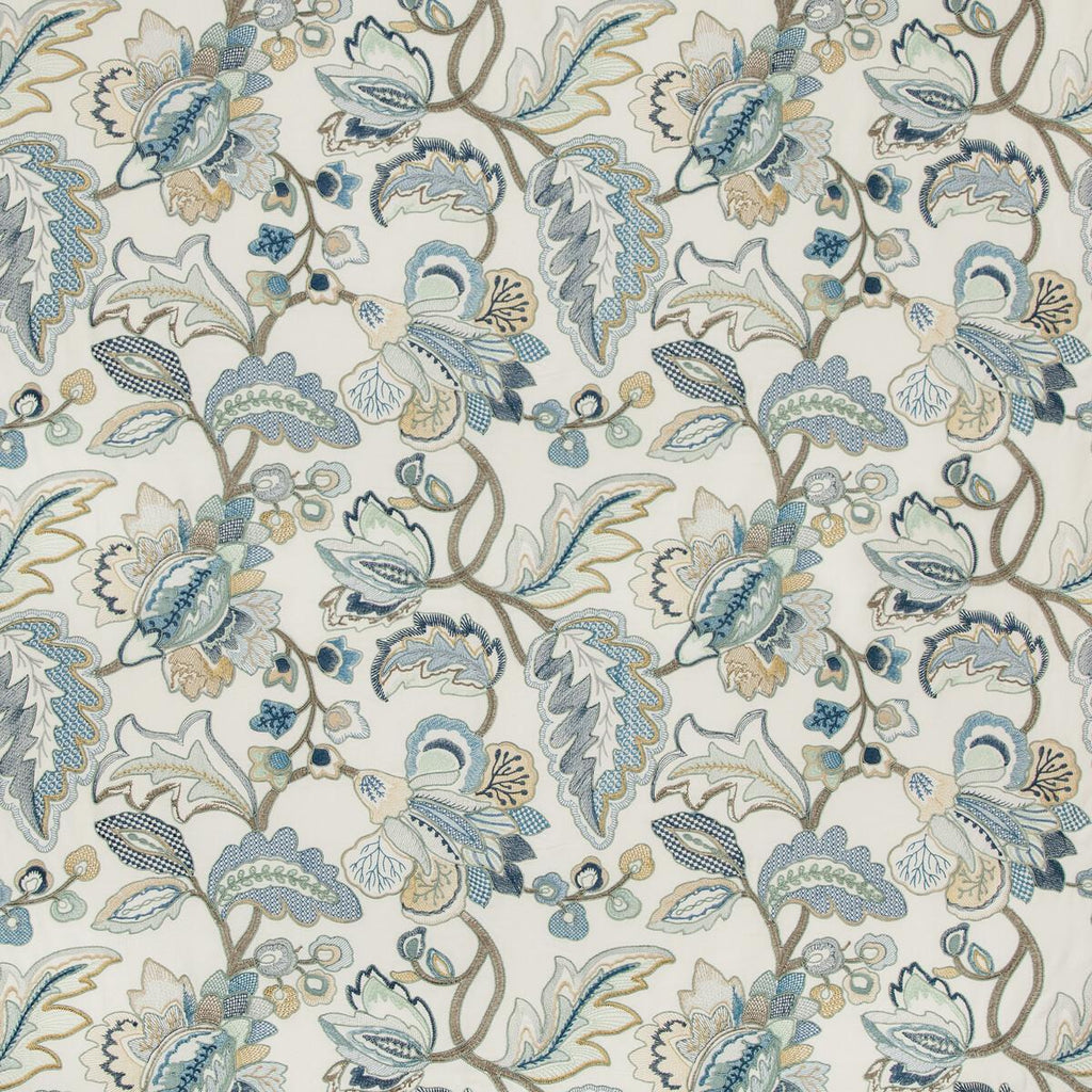 Lee Jofa ORFORD EMBROIDERY BLUE/GOLD Fabric