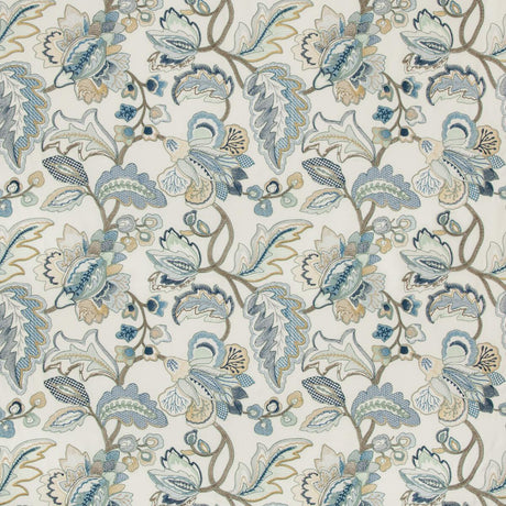 Lee Jofa Orford Embroidery Blue/Gold Fabric