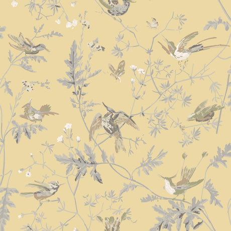 Cole & Son HUMMINGBIRDS SILK GLD/SFT GREY Fabric