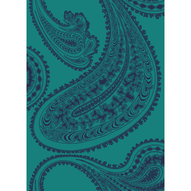 Cole & Son RAJAPUR FABRIC PRINT INK ON PETROL Fabric
