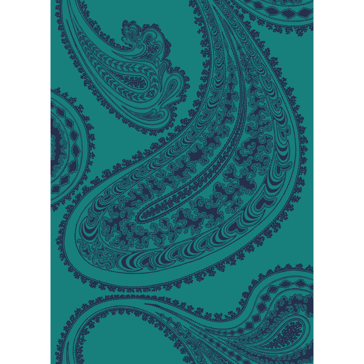 Cole & Son RAJAPUR FABRIC PRINT INK ON PETROL Fabric