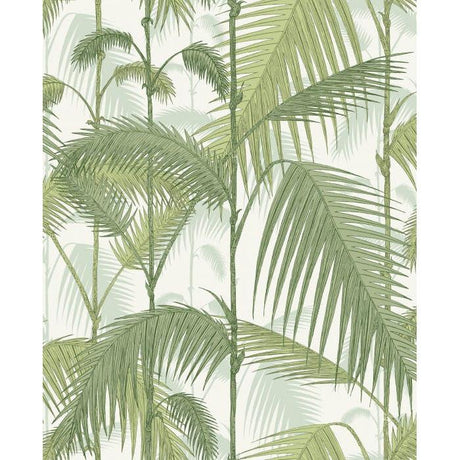 Cole & Son PALM JUNGLE COT/LIN PRINT OLV GRN ON WHT Fabric