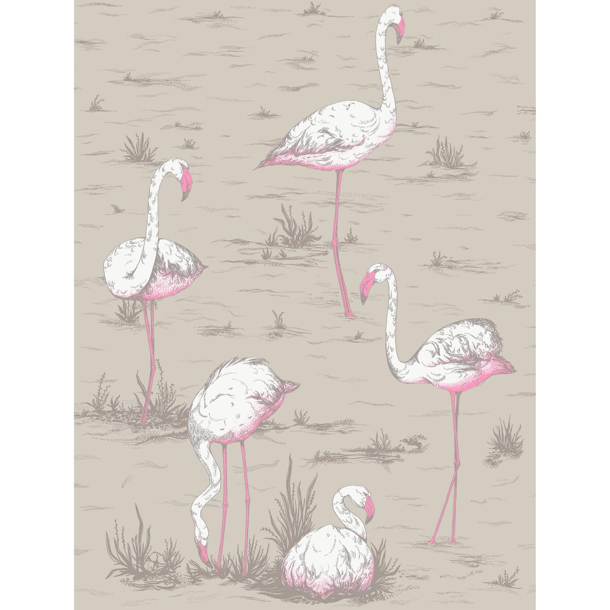 Cole & Son FLAMINGOS WHT/FUCH ON TUP Fabric