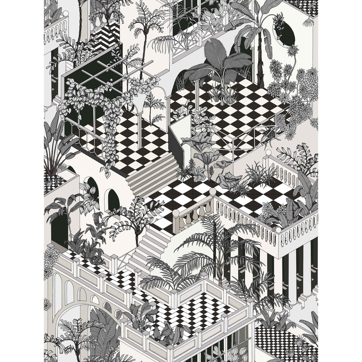 Cole & Son MIAMI COTTON PRINT BLK WHT Fabric
