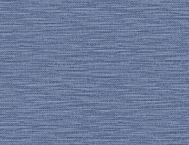 Seabrook Faux Linen Weave Coastal Blue Wallpaper