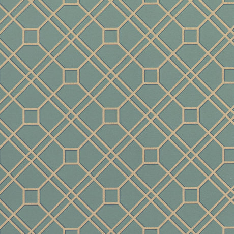 G P & J Baker LANGDALE TRELLIS TEAL/BRONZE Wallpaper