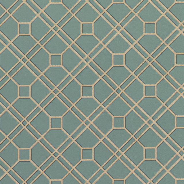 G P & J Baker LANGDALE TRELLIS TEAL/BRONZE Wallpaper