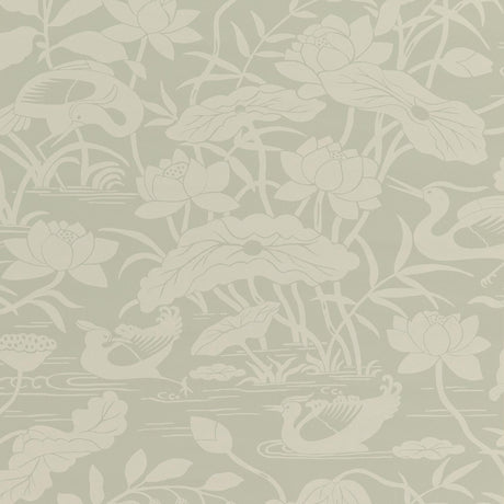 G P & J Baker HERON & LOTUS FLOWER AQUA Wallpaper