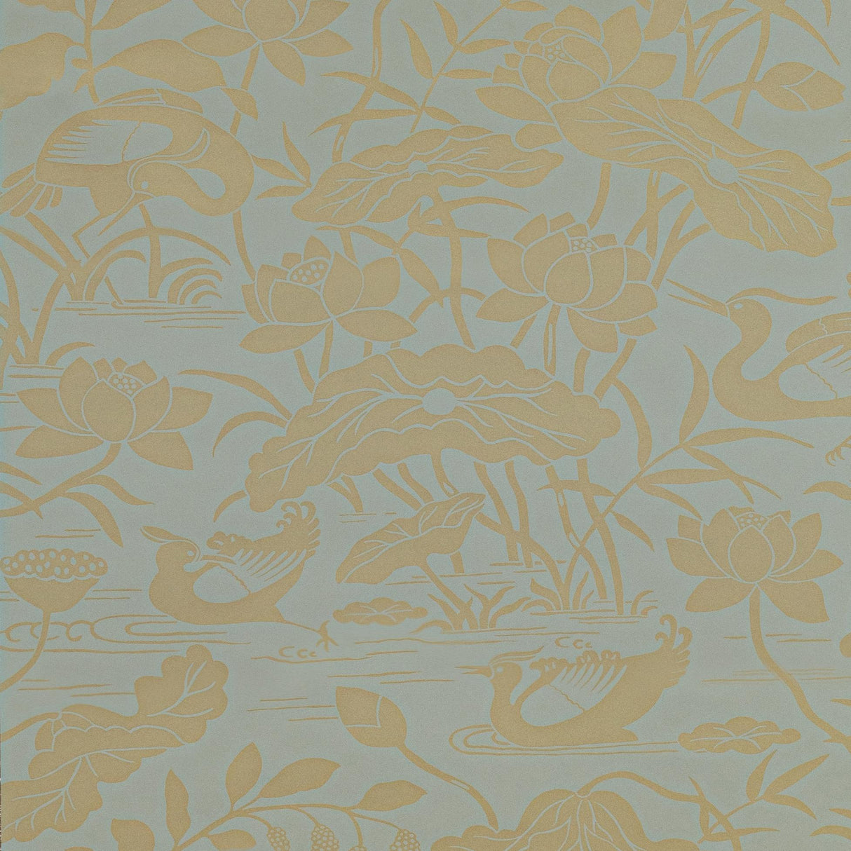 G P & J Baker HERON & LOTUS FLOWER EUCALYPTUS Wallpaper