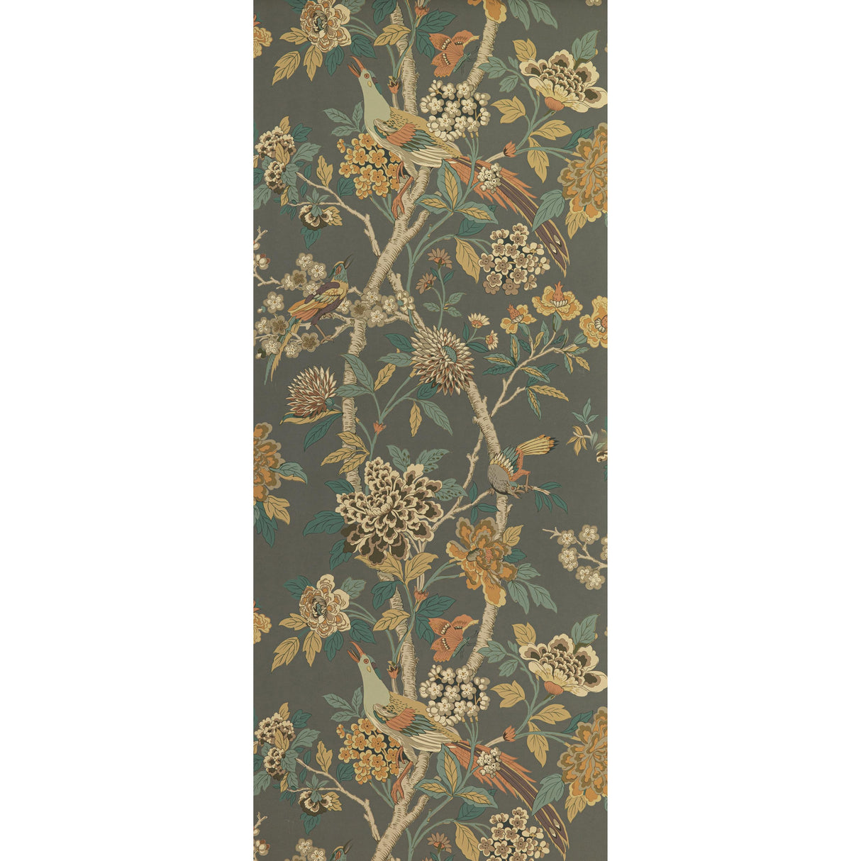 G P & J Baker HYDRANGEA BIRD CHARCOAL/SIENNA Wallpaper