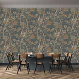 G P & J Baker HYDRANGEA BIRD CHARCOAL/SIENNA Wallpaper