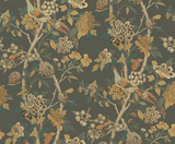 G P & J Baker HYDRANGEA BIRD CHARCOAL/SIENNA Wallpaper