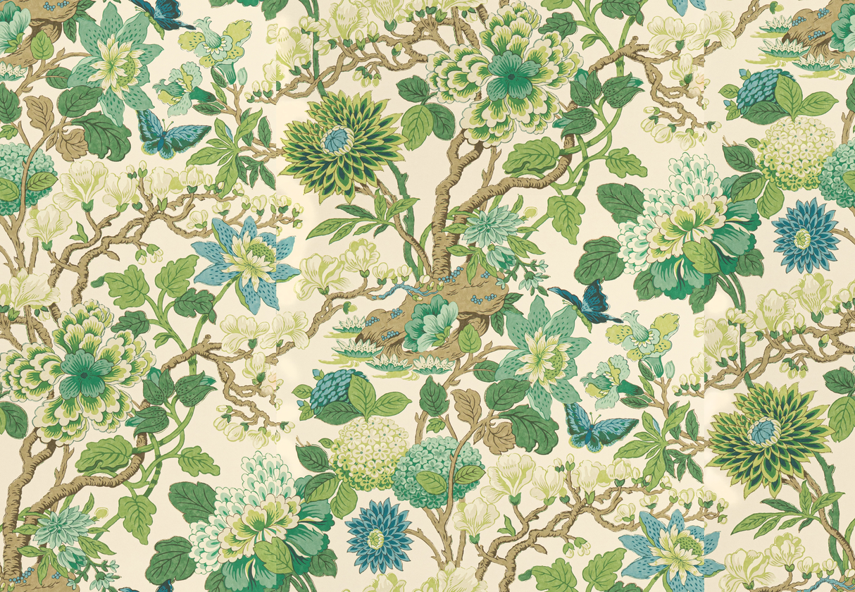 G P & J Baker MAGNOLIA EMERALD/TEAL Wallpaper